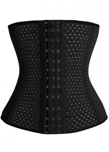 unsigned Solid Black Strapless Plus Size Corset
