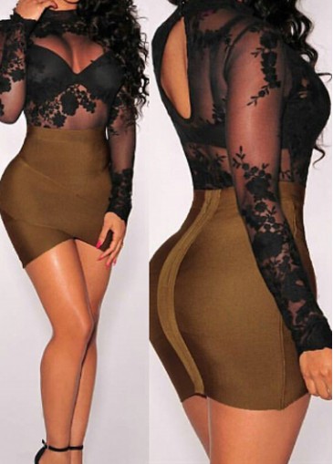 unsigned Cutout Back Lace Top and Sheath Skirt