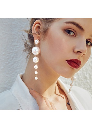 White Pearl Earring Set for Women
