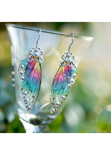 Rainbow Color Butterfly Wings Design Earring Set