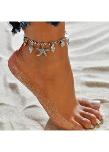 Starfish Shape Silver Metal Anklet