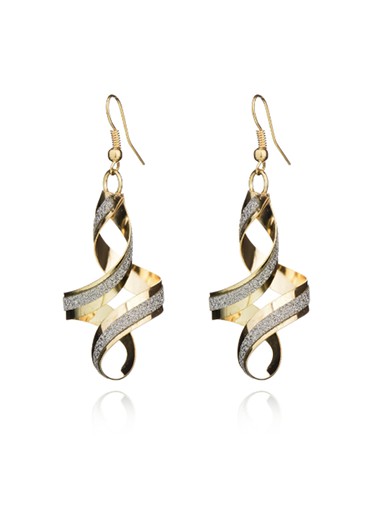 Spiral Design Gold Crystal Detail Earring Set