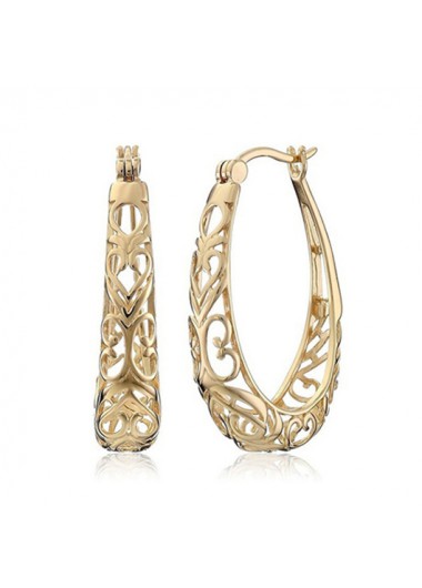 Hollow Out Design Gold Metal Detail Earring Set