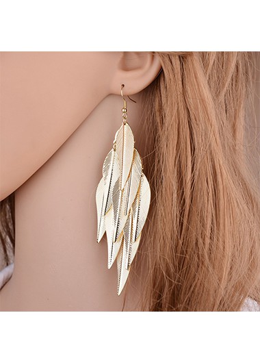 Leaf Design Baroque Design Gold Earring Set