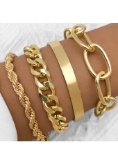 Gold Metal Detail Chain Design Bracelet Set