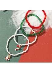 Multi Color Round Christmas Design Bracelet Set