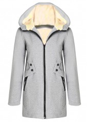 Grey Pocket Long Sleeve Hooded Coat - $32.98