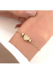 Gold Heart Detail Rhinestone Design Bracelet