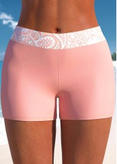 Mid Waisted Paisley Print Pink Swim Shorts