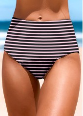 Mid Waisted Striped Multi Color Bikini Bottom