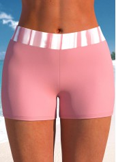 Mid Waisted Striped Pink Swim Shorts