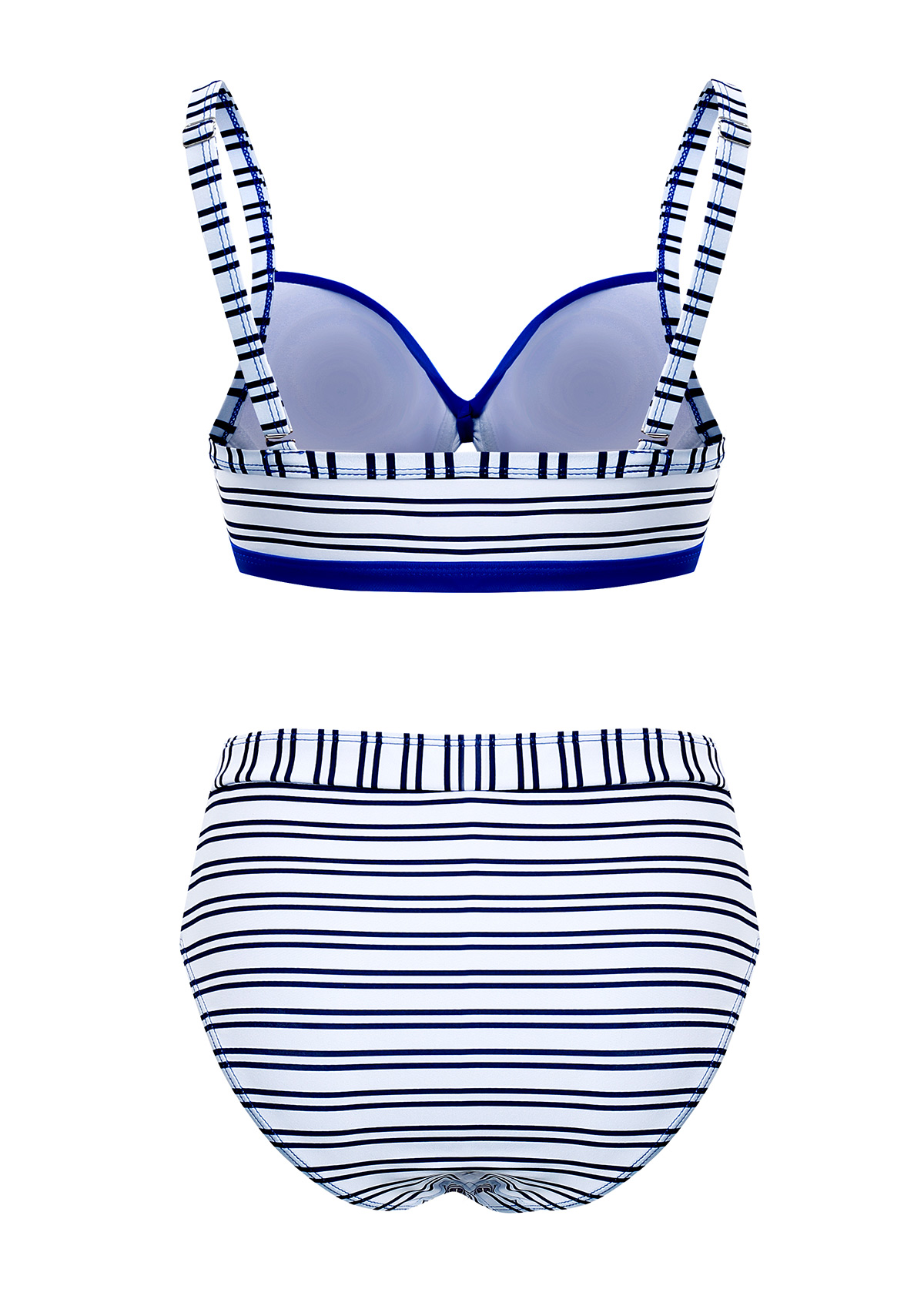 Stripe Print Royal Blue Contrast Bikini Set