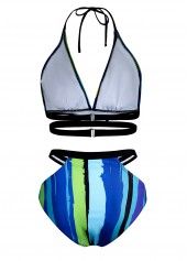 Striped Mid Waist Halter Bikini Set | thumb picture 