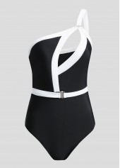 White Contrast Cutout One Piece Swimwear | thumb picture 