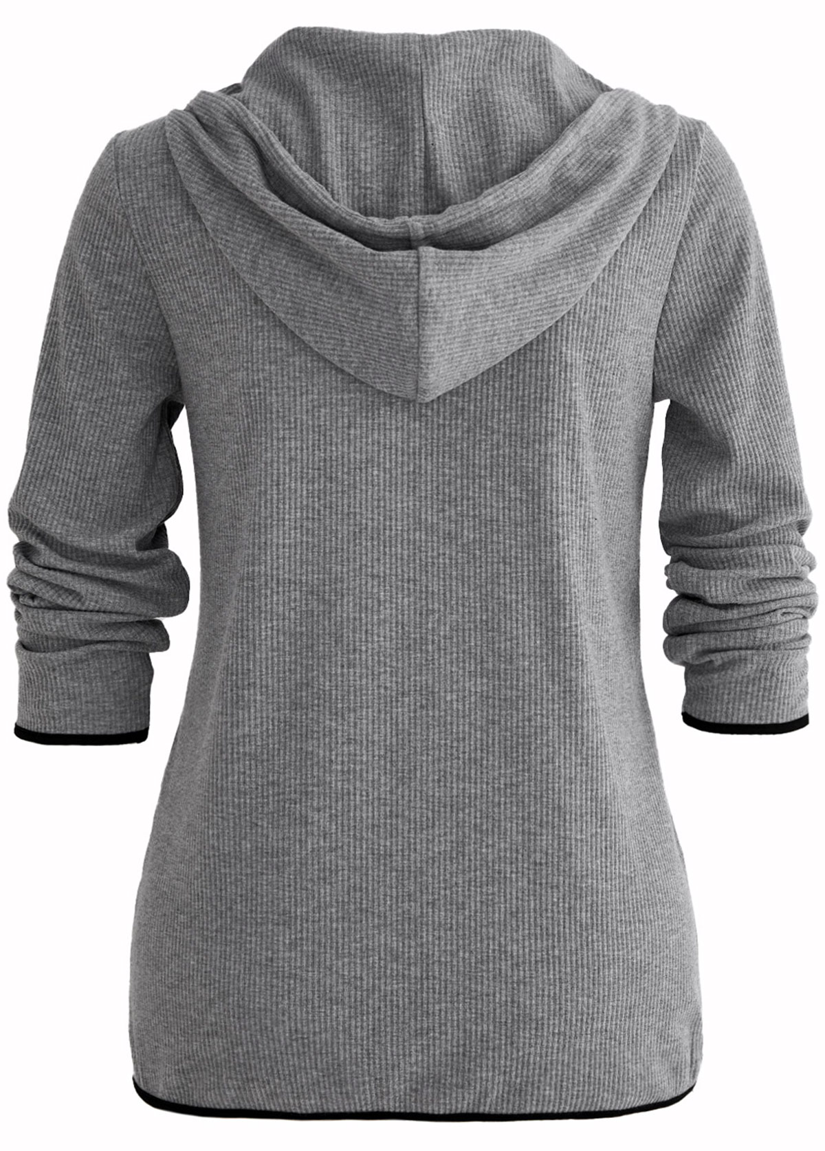 Grey Pocket Zipper Long Sleeve Hoodie | picture 