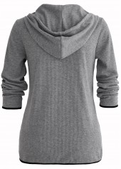 Grey Pocket Zipper Long Sleeve Hoodie | thumb picture 