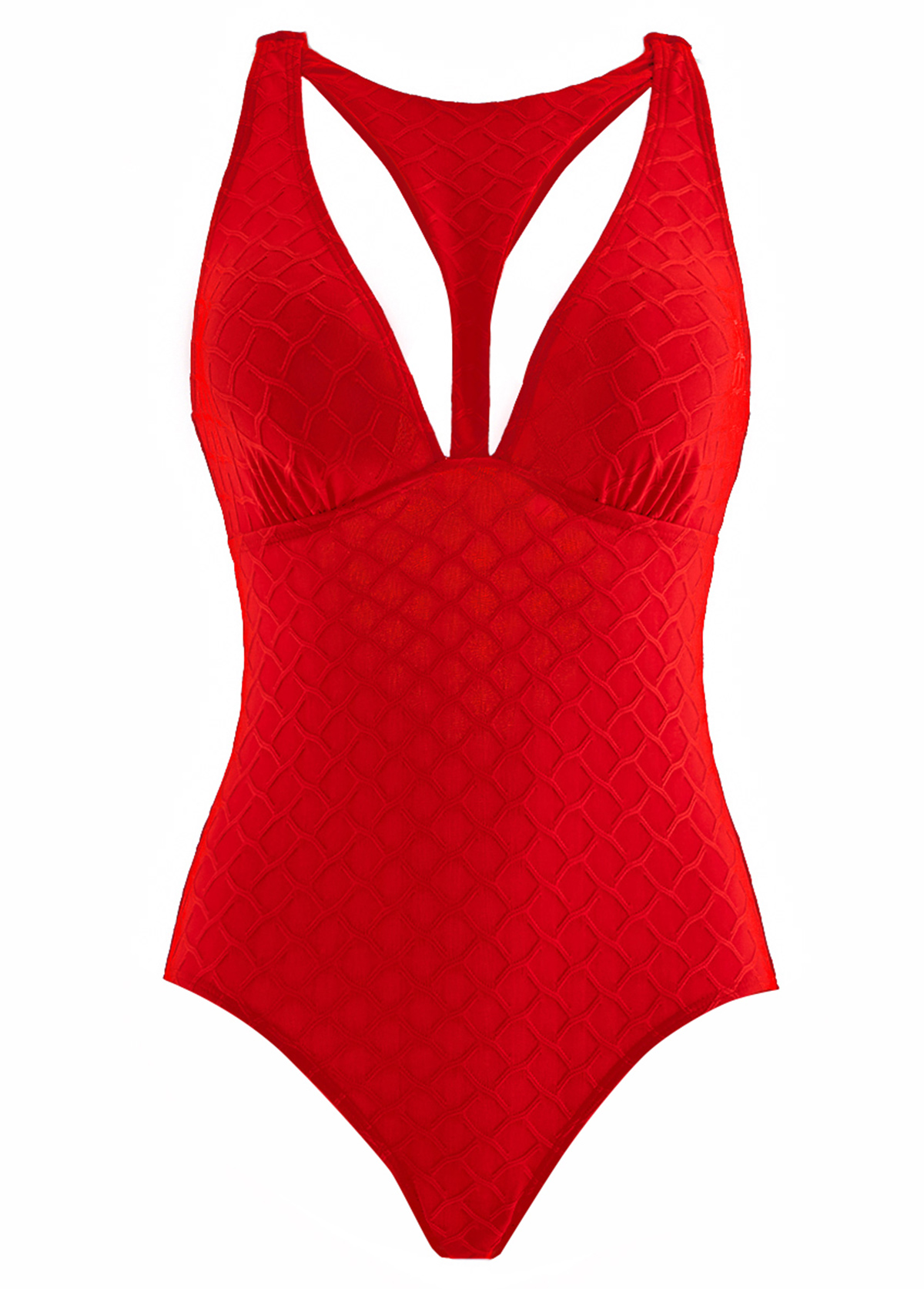 Cut Out Red One Piece Swimwear