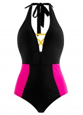 Black Contrast Cross Strap One Piece Swimwear | thumb picture 