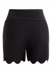 Wavy Hem High Waisted Black Swimwear Shorts | thumb picture 
