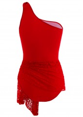 Lace Stitching Tie Front One Piece Swimdress | thumb picture 