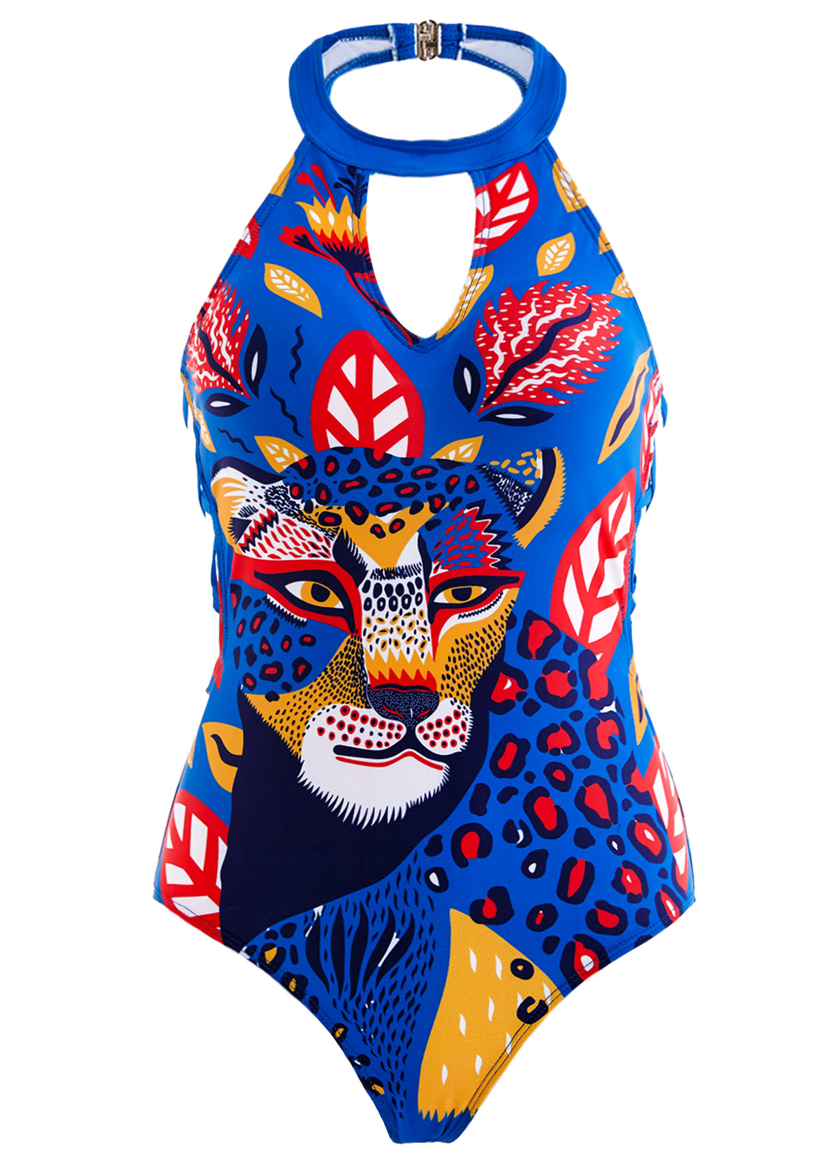 Animal Prints Lace Up One Piece Swimwear