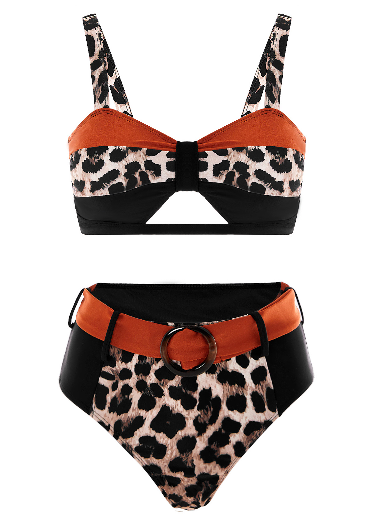 Leopard High Waist Wide Strap Bikini Set | picture 