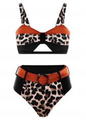 Leopard High Waist Wide Strap Bikini Set | thumb picture 