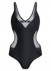 Black Mesh Stitching One Piece Swimwear | thumb picture 