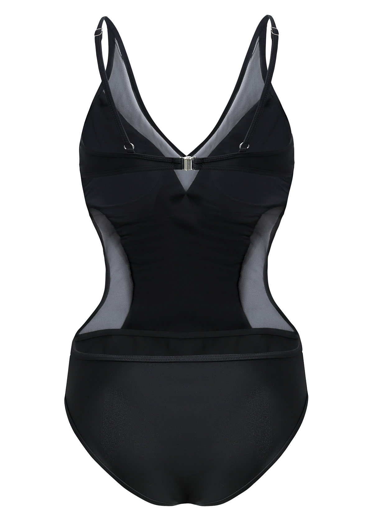 Black Mesh Stitching One Piece Swimwear | picture 