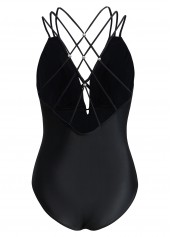 Criss Cross Black Tie Front One Piece Swimwear | thumb picture 