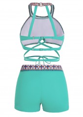 Tribal Print Cutout Back Tie Front Bikini Set | thumb picture 
