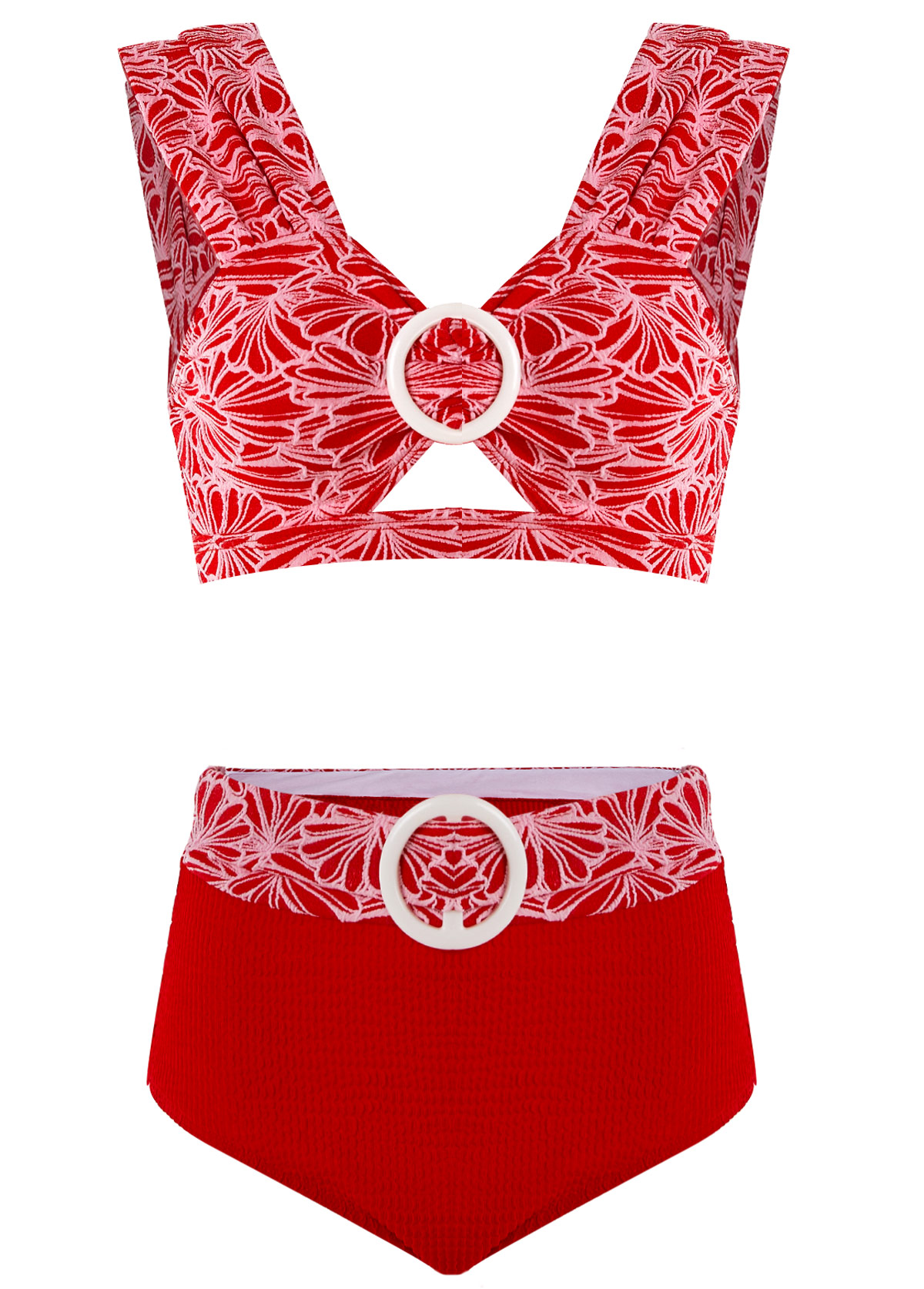 Floral Print Red Bikini Set