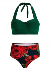 Floral Print Halter High Waist Bikini Set | thumb picture 