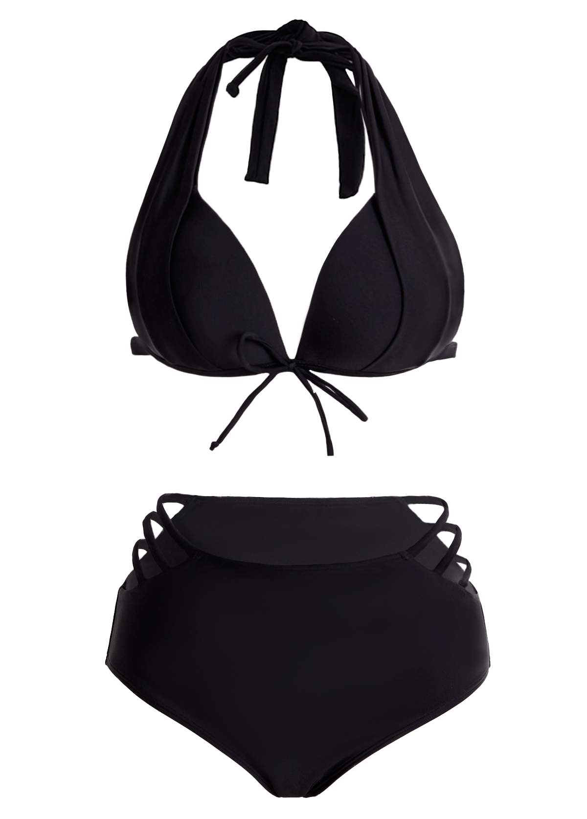 Halter High Waisted Bowknot Pierced Bikini Set | picture 