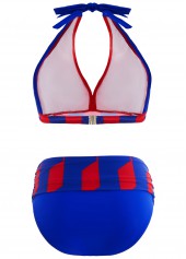 Royal Blue High Waisted Geometric Print Bikini Set | thumb picture 