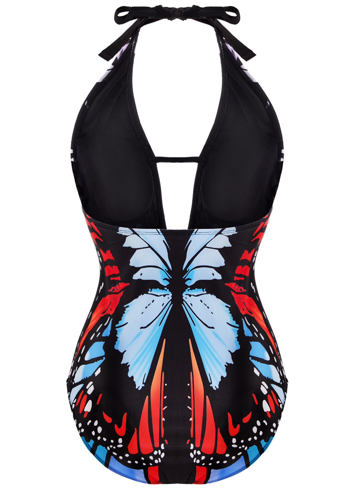 Butterfly Print Halter One Piece Swimwear