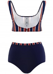 Bowknot Striped High Waisted Bikini Set | thumb picture 