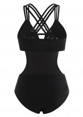 Black Cross Strap Cutout Waist One Piece Swimwear | thumb picture 