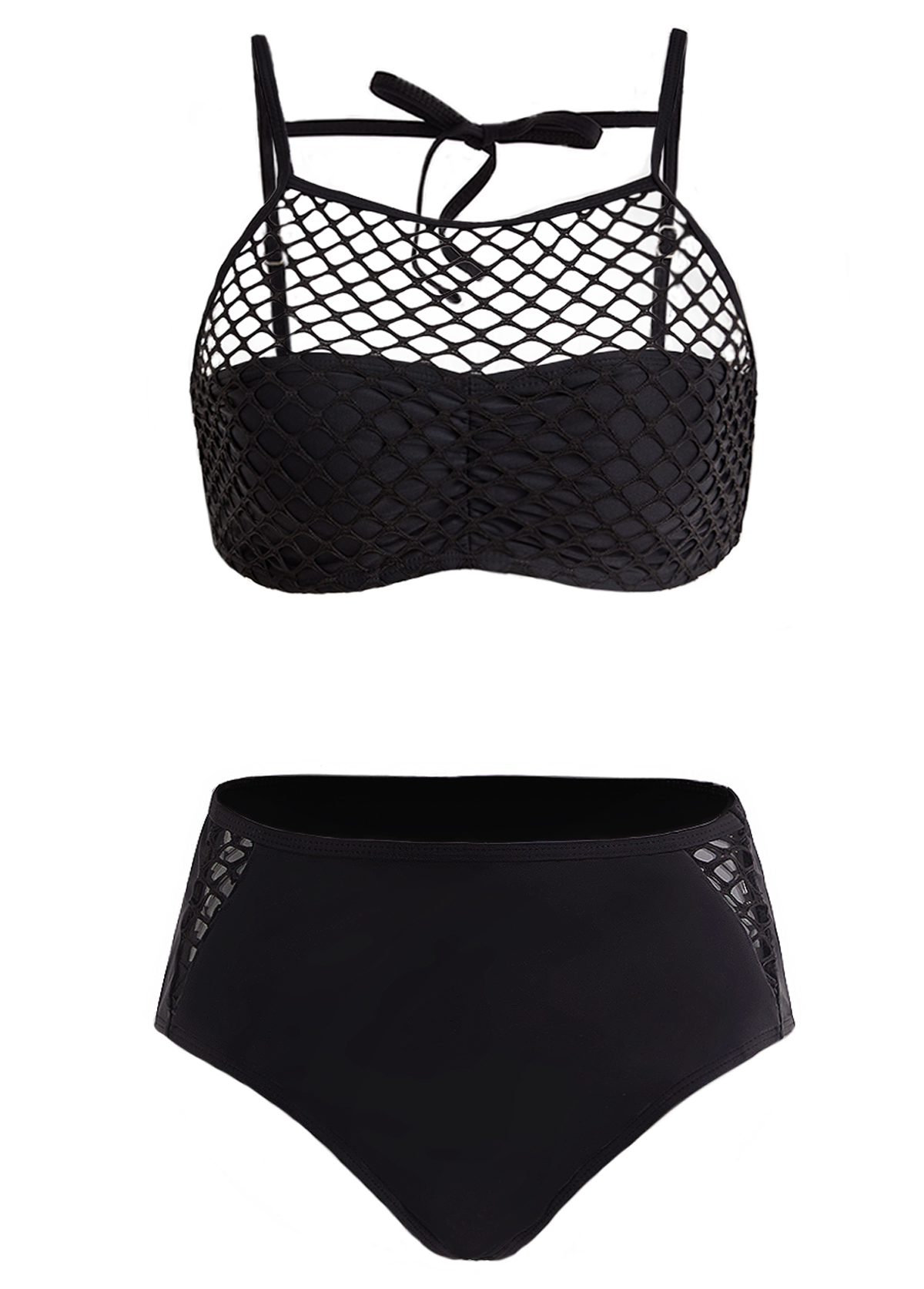 Pierced Tie Back Mid Waist Bikini Set | picture 