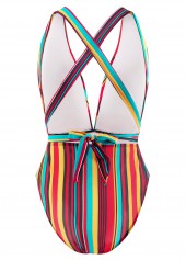 Rainbow Stripe Halter One Piece Swimwear | thumb picture 