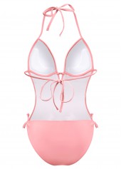 Tassel Embellished Halter Light Pink One Piece Swimwear | thumb picture 