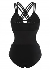 Black Cross Strap Cutout Waist One Piece Swimwear | thumb picture 