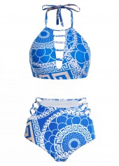 Geometric Print High Waisted Halter Bikini Set | thumb picture 