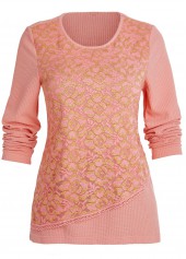 Dusty Pink Layered Long Sleeve Round Neck T Shirt | thumb picture 