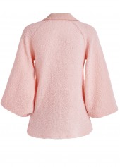 Light Pink Jacquard Long Sleeve Turn Down Collar Sweatshirt | thumb picture 
