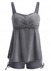 Surplice Mid Waisted Grey Tankini Set | thumb picture 