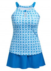 Cut Out Mid Waisted Geometric Print Tankini Set | thumb picture 