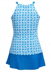 Cut Out Mid Waisted Geometric Print Tankini Set | thumb picture 