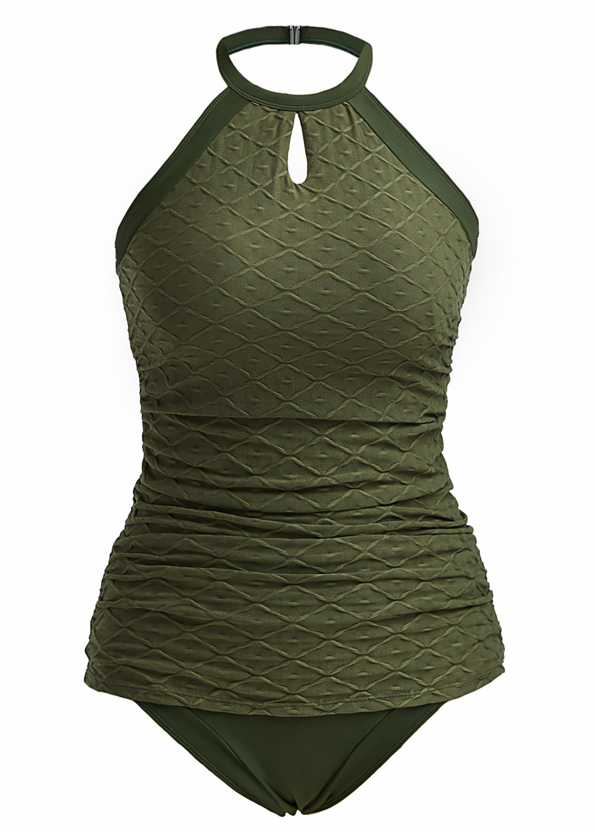 Cut Out Mid Waisted Olive Green Tankini Set