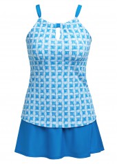 Cut Out Mid Waisted Geometric Print Tankini Set | thumb picture 